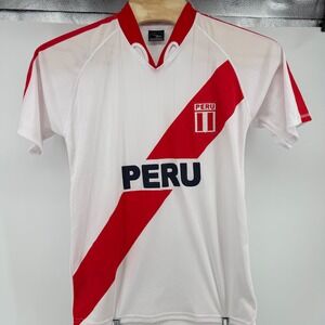 Peru National Team Drako Soccer Jersey Mens L White Sash Short Sleeve Sportswear